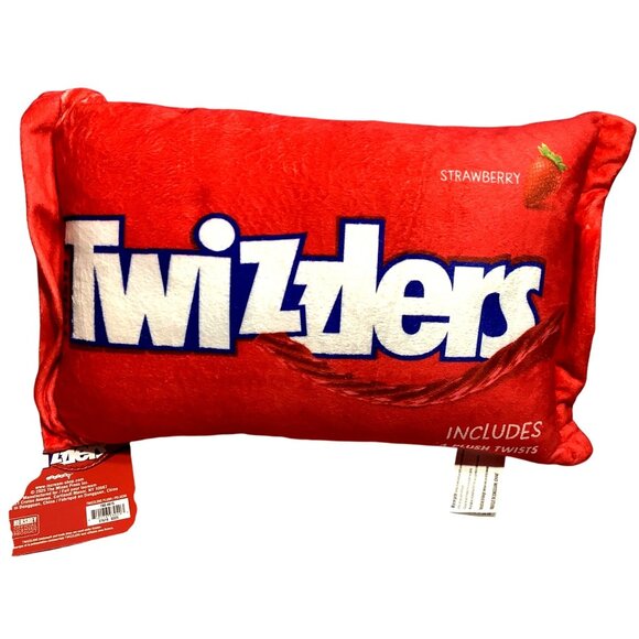 Twizzlers Strawberry Plush Pillow With 4 Plush Twists Toy Red & White 14" x 9" - Picture 3 of 5